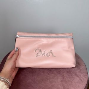 Light pink Dior cosmetic bag
